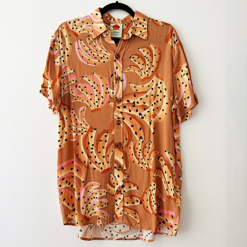 FARM Rio Banana Print Oversized Shirt Tunic XS